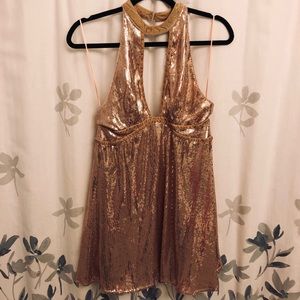 Stunning rose gold sequin Free People dress